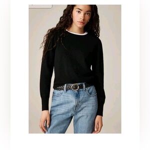 J. Crew Cashmere Shrunken Crewneck Sweater Long Sleeve Black BG654 XL- SEE PICS